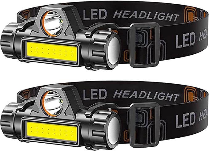 Heavy Duty Zoomable Headlight | USB Rechargeable 2000 Lumens Waterproof Headlight | 2 Pack