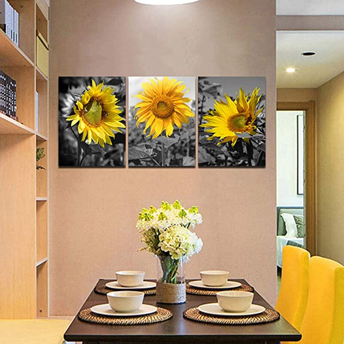 New 3 PCS 12" x 16" Sunflower Canvas Wall Art Painting | Landscape Pictures Posters