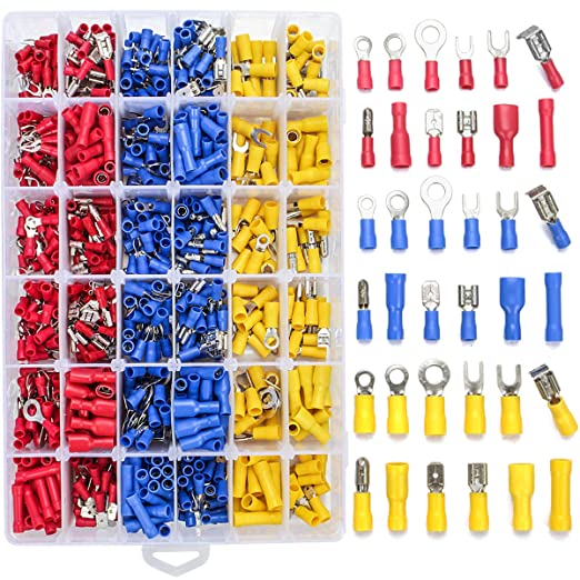 New Electrical Wire Connectors | Spade Bullet Quick Disconnect Assortment Kit | 840 Pcs