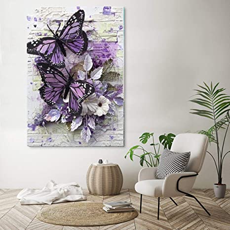 New 12" x 16" 5D Diamond Painting Kits | Butterfly Rhinestone Painting w/ Diamonds Pictures Arts