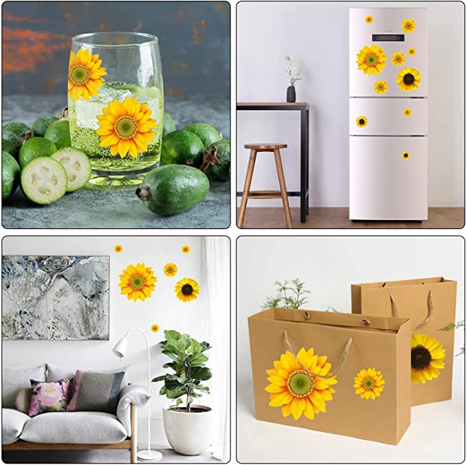 New 39 PCS Large Sunflower Decals | 3D Butterfly Wall Sticker Sunflower Decor