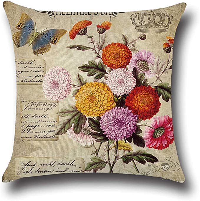 New Pack of 4 18" x 18" Throw Pillow Covers | Linen Cotton Blend Decorative Design Zippered