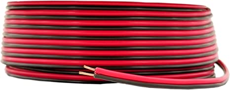 Heavy Duty Copper 24 AWG - American Wire Gauge 50ft Red & Black Bonded Zip Cord Cable