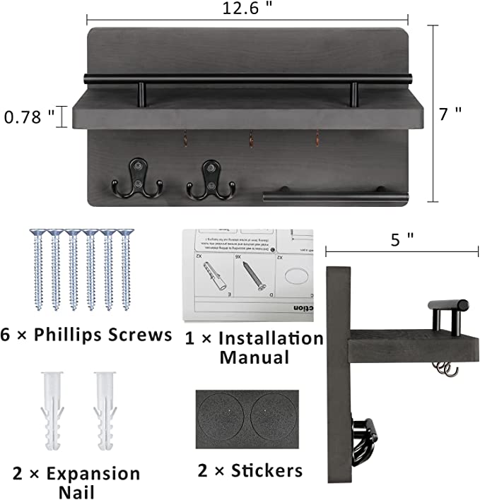 New Mail and Key Holder | Wooden Key Mail Organizer Wall Mount