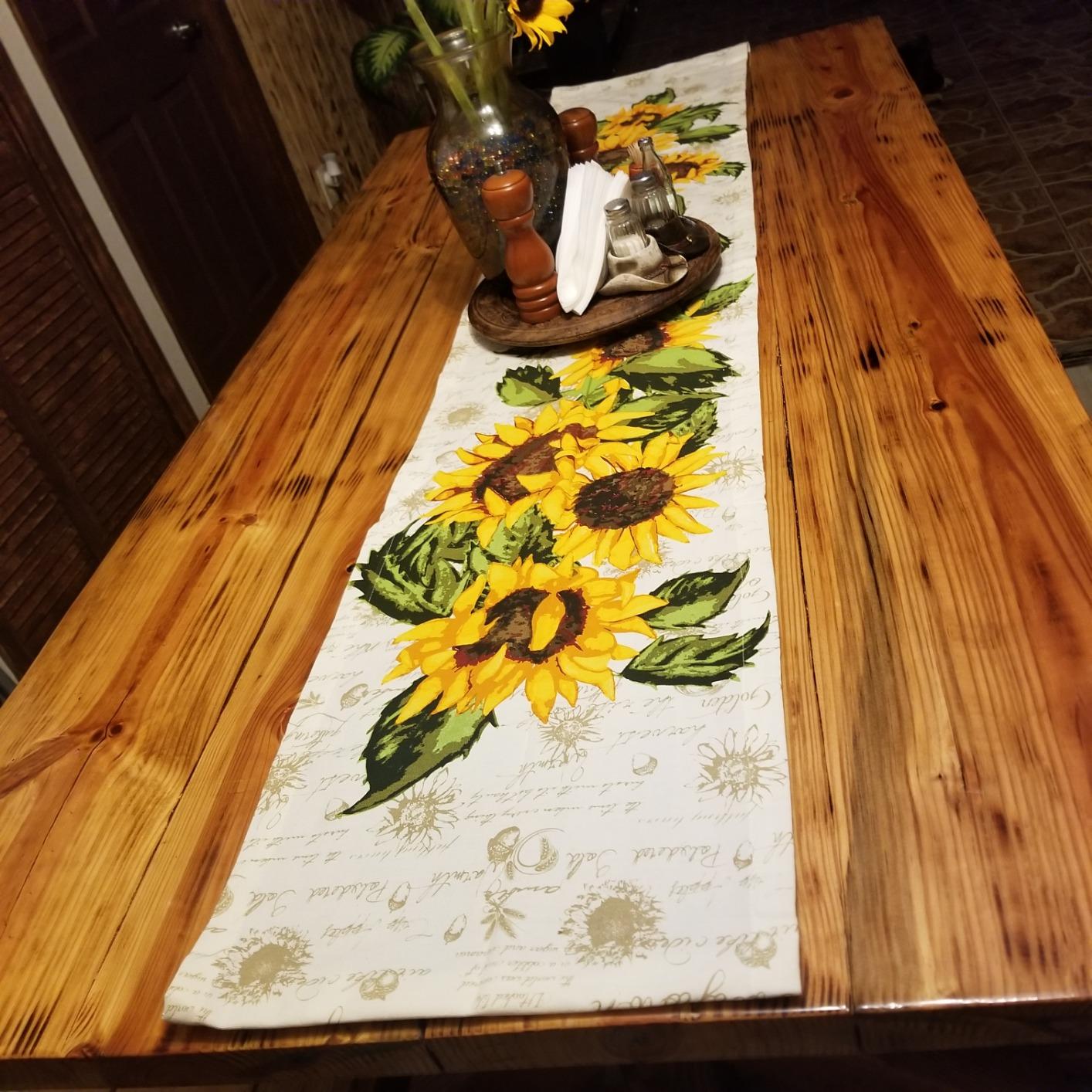 New Rustic Sunflower Table Runner | 14 x 72