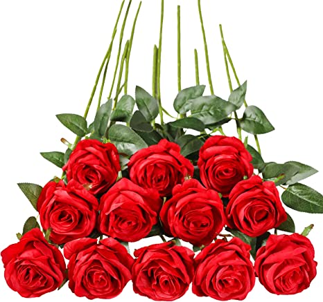 New Rose Artificial Flower | Garden Party Hotel Office Decorations | 12 Pcs