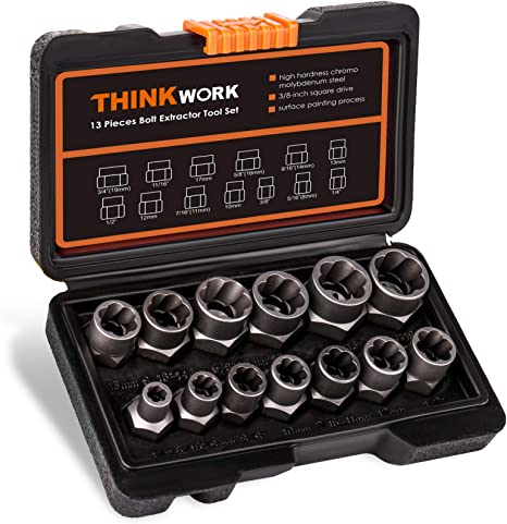 Heavy Duty Bolt Extractor Set | 13+1 PCS Impact Bolt & Nut Remover | Extraction Socket Set