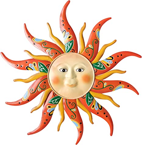 New 17.3" Large Metal Sun Wall Art Decor | Indoor/Outdoor Decor