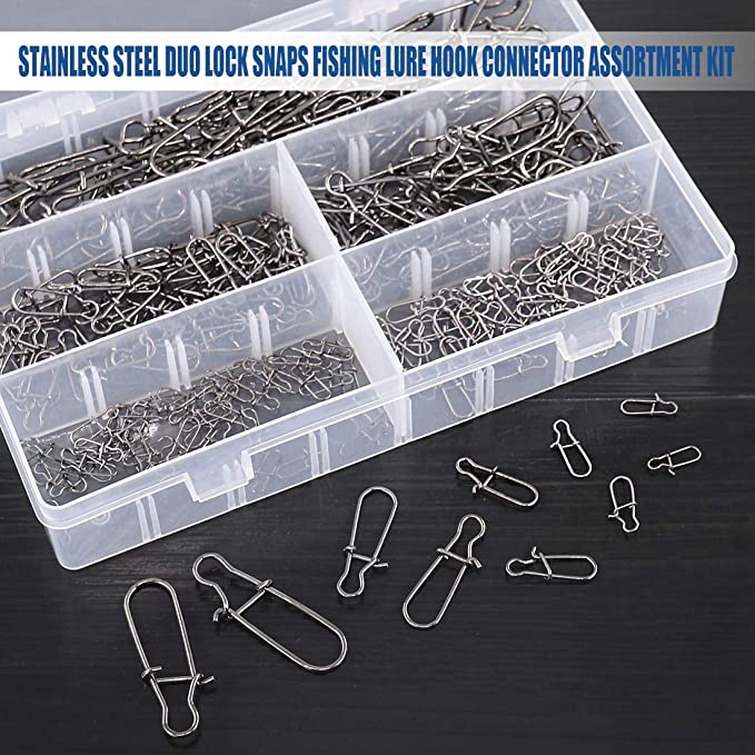 New Fishing Lure Hook | 250 PCS Strong Stainless Steel Duo Lock Snaps Nice Swivel Slid Rings