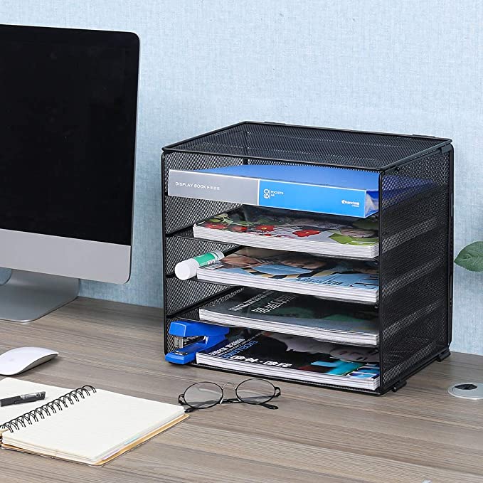 New Mesh Desktop File Organizer | Literature Magazine Holder | 5-Tier