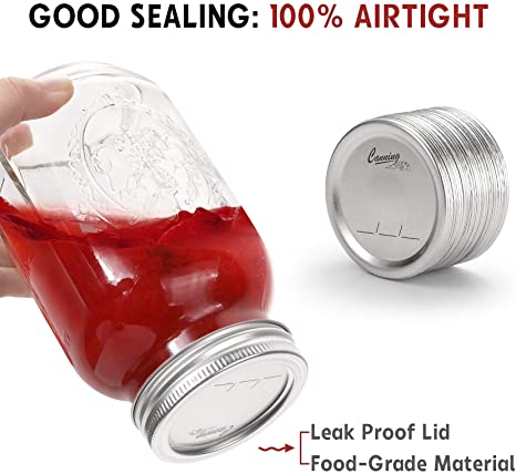 New 24 PCS Regular Mouth Canning Lids | 100% Fit & Airtight for Regular Mouth Jars