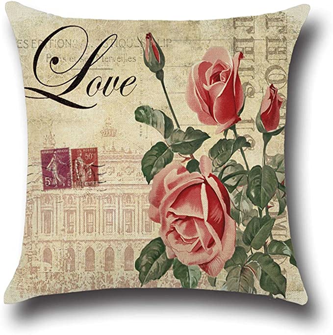 New Pack of 4 18" x 18" Throw Pillow Covers | Linen Cotton Blend Decorative Design Zippered