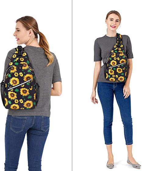 New Sling Backpack | Travel Hiking Daypack Sunflower Rope Crossbody