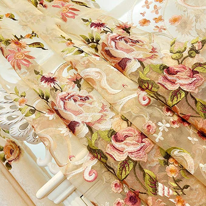 New 39"W x 84"L Embroidered Sheer Voile Window Curtains