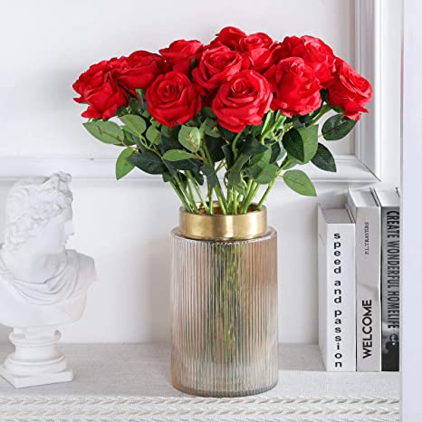 New Rose Artificial Flower | Garden Party Hotel Office Decorations | 12 Pcs