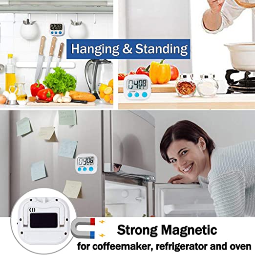 New 2 Pack Digital Kitchen Timer | Loud Alarm Magnetic Backing Stand Cooking Timers