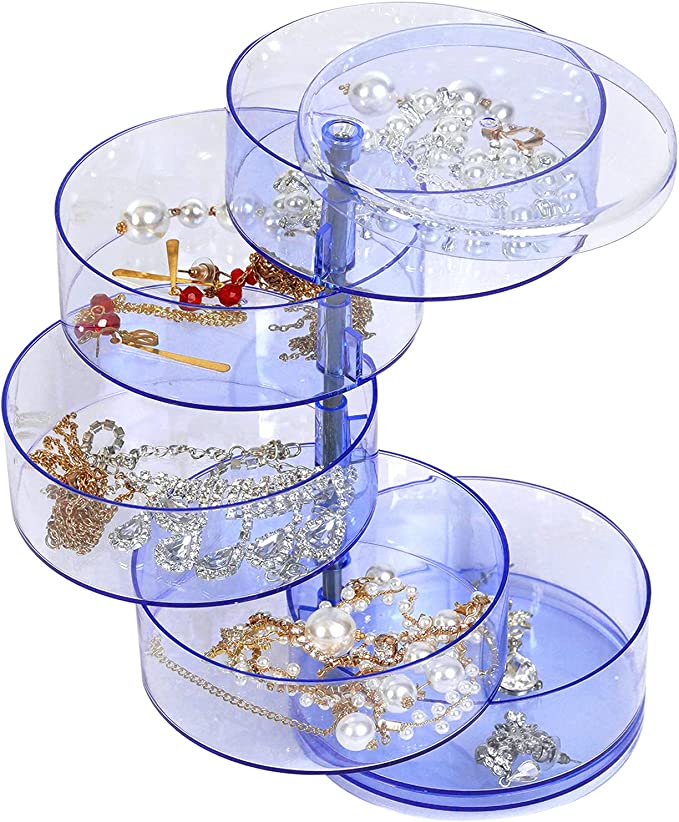 New Jewelry Organizer | Storage Box Jewelry Accessory Storage Tray | Transparent blue | 5 layers