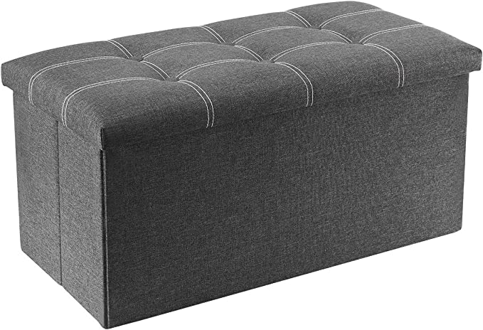 New 30" Folding Storage Ottoman | 80L Storage Bench Padded Seat