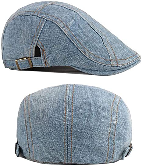 New 2 PCS Mens Denim Cotton Newsboy Cap Ivy Gatsby Driving Hunting Cabbie Hats