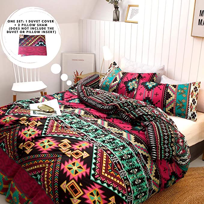 New 3PCS Bohemian Bedding Set | 1 Duvet Cover Queen Size + 2 Pillow Shams