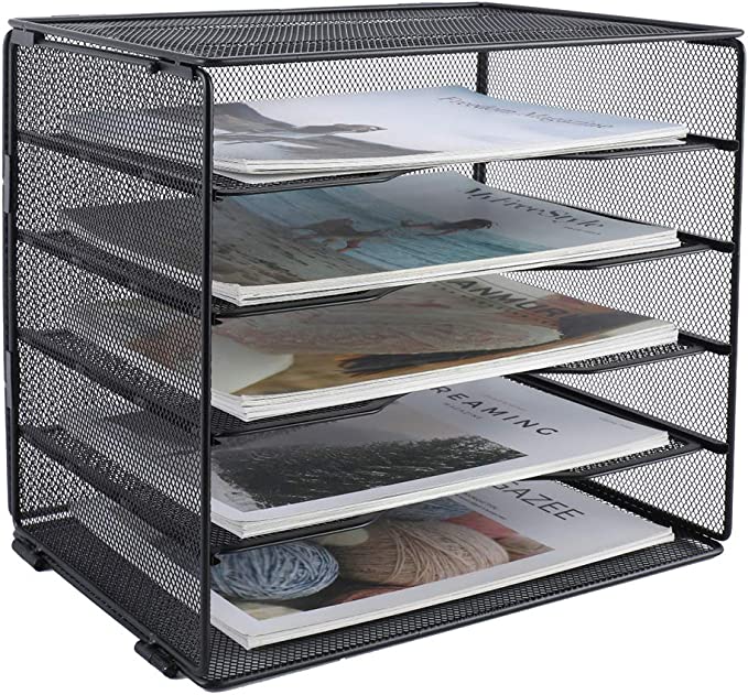 New Mesh Desktop File Organizer | Literature Magazine Holder | 5-Tier