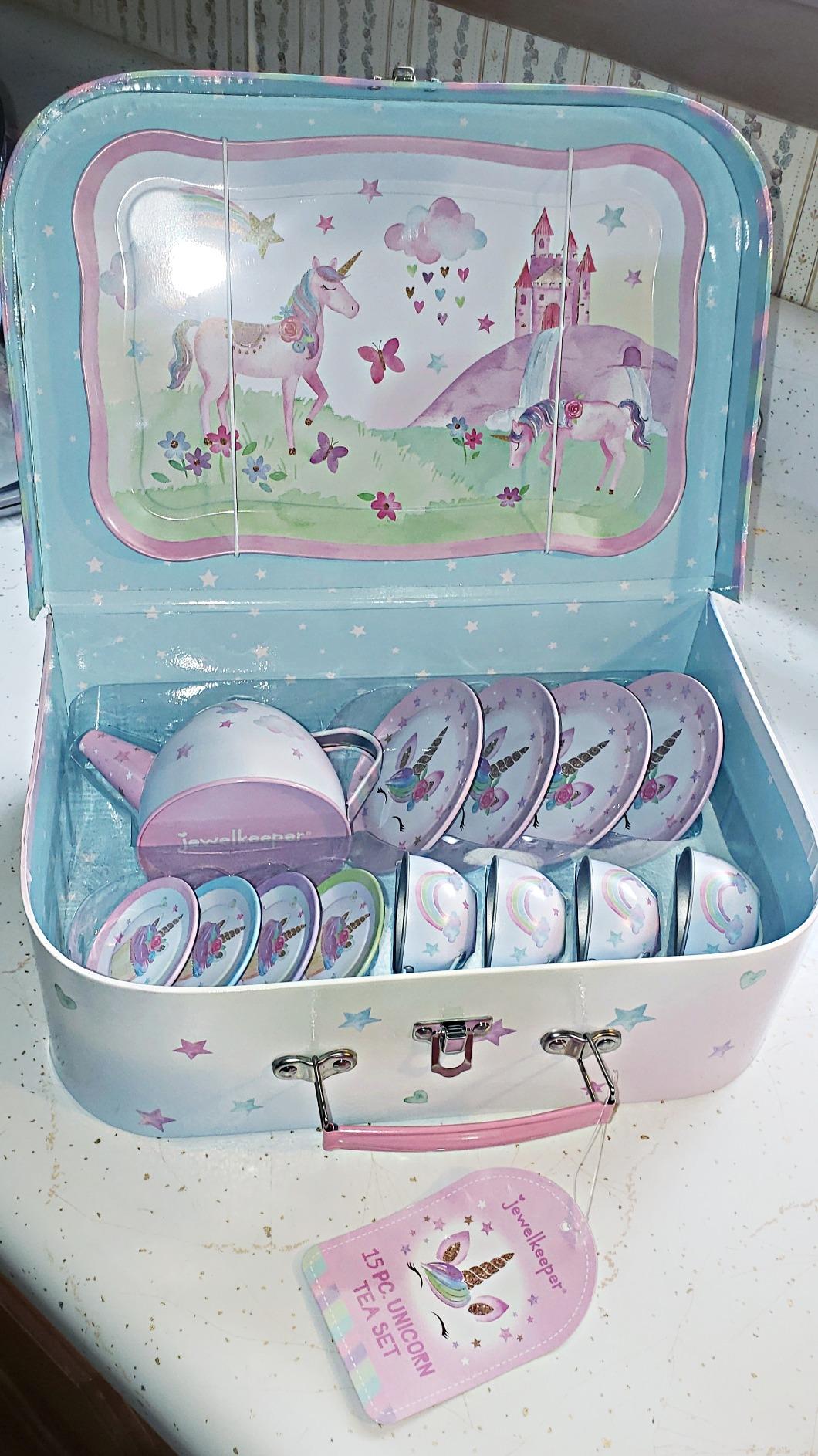 New Kids Tin Tea Set & Carrying Case | 15 Pcs