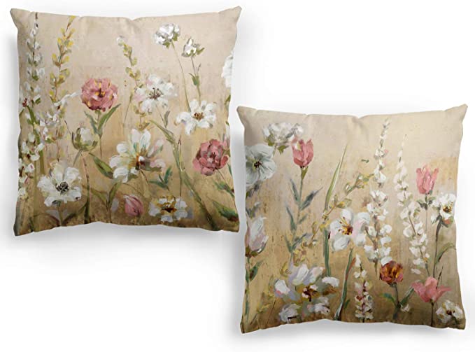 New 2PCS 16" x 16" Flower Throw Pillow Covers | Decorative Cushion Cases