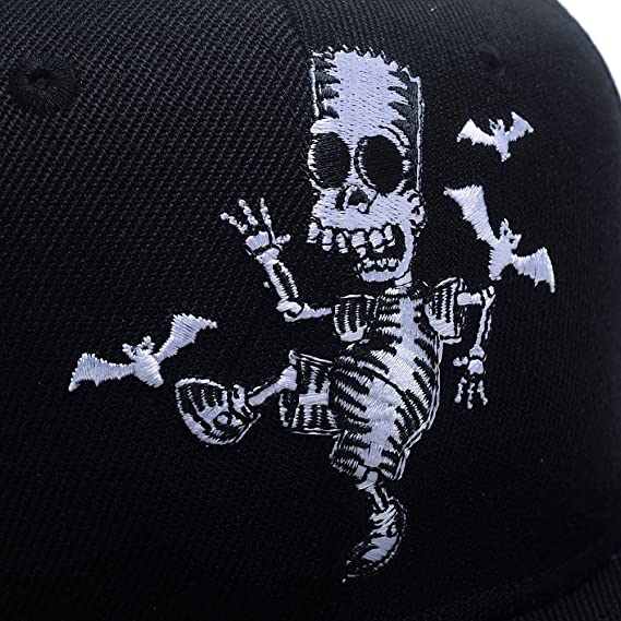 New Skull Skeleton Baseball Cap | Men Solid Flat Bill Adjustable Snapback Hats