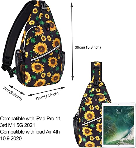 New Sling Backpack | Travel Hiking Daypack Sunflower Rope Crossbody