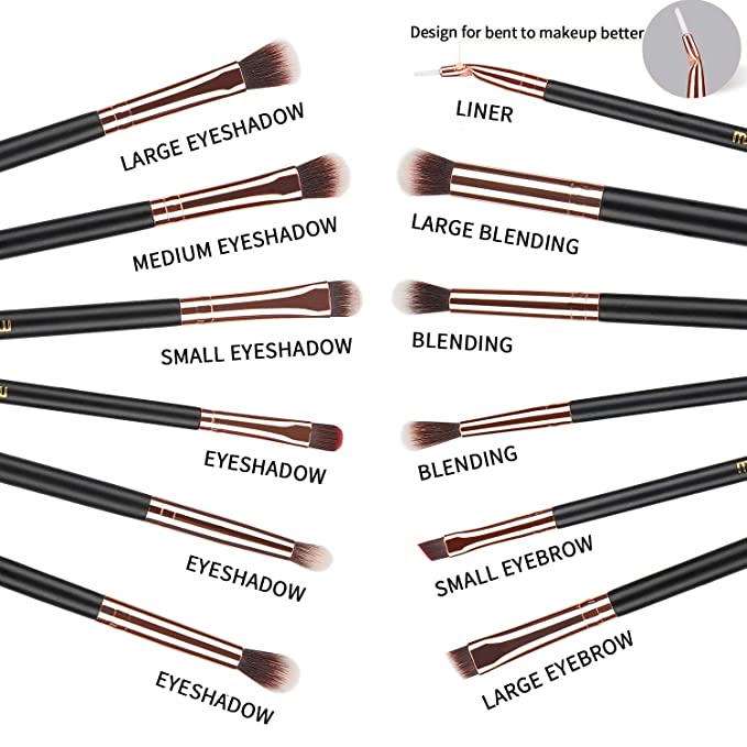 New 12pcs Rose Gold Eyeshadow Makeup Brushes Set | Eyeshadow, Eyebrow, Eyeliner, Blending