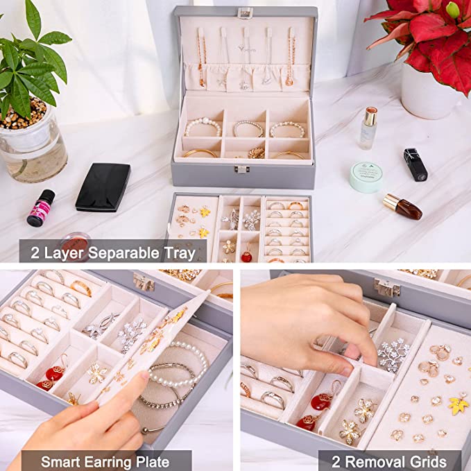 New Jewelry Box Organizer | 2 Layer Large Jewelry Storage Case