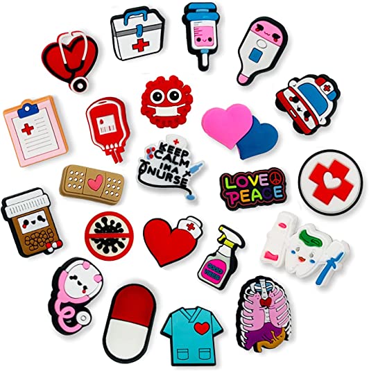 New 23PCS Medical Shoe Charms for Clog Sandals Wristbands