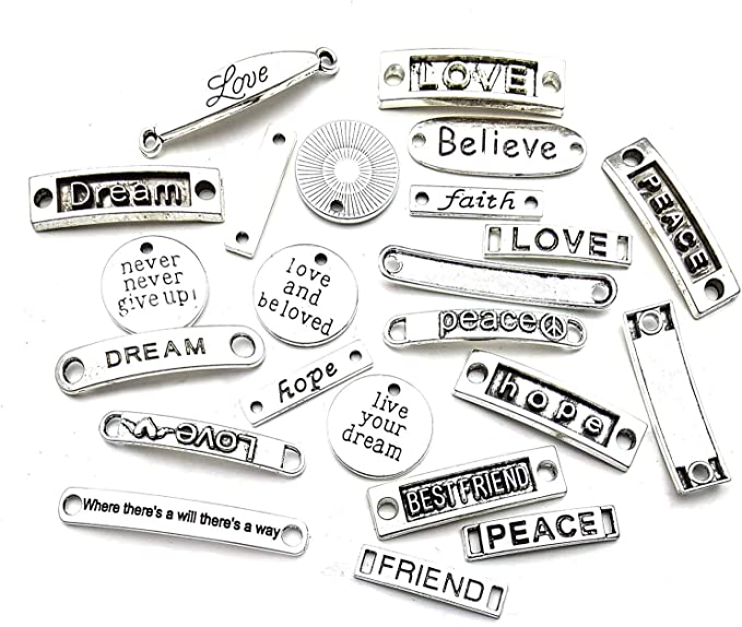 New Inspiration Words Lettering Charms Jewelry Making Crafting | DIY Necklace Bracelet