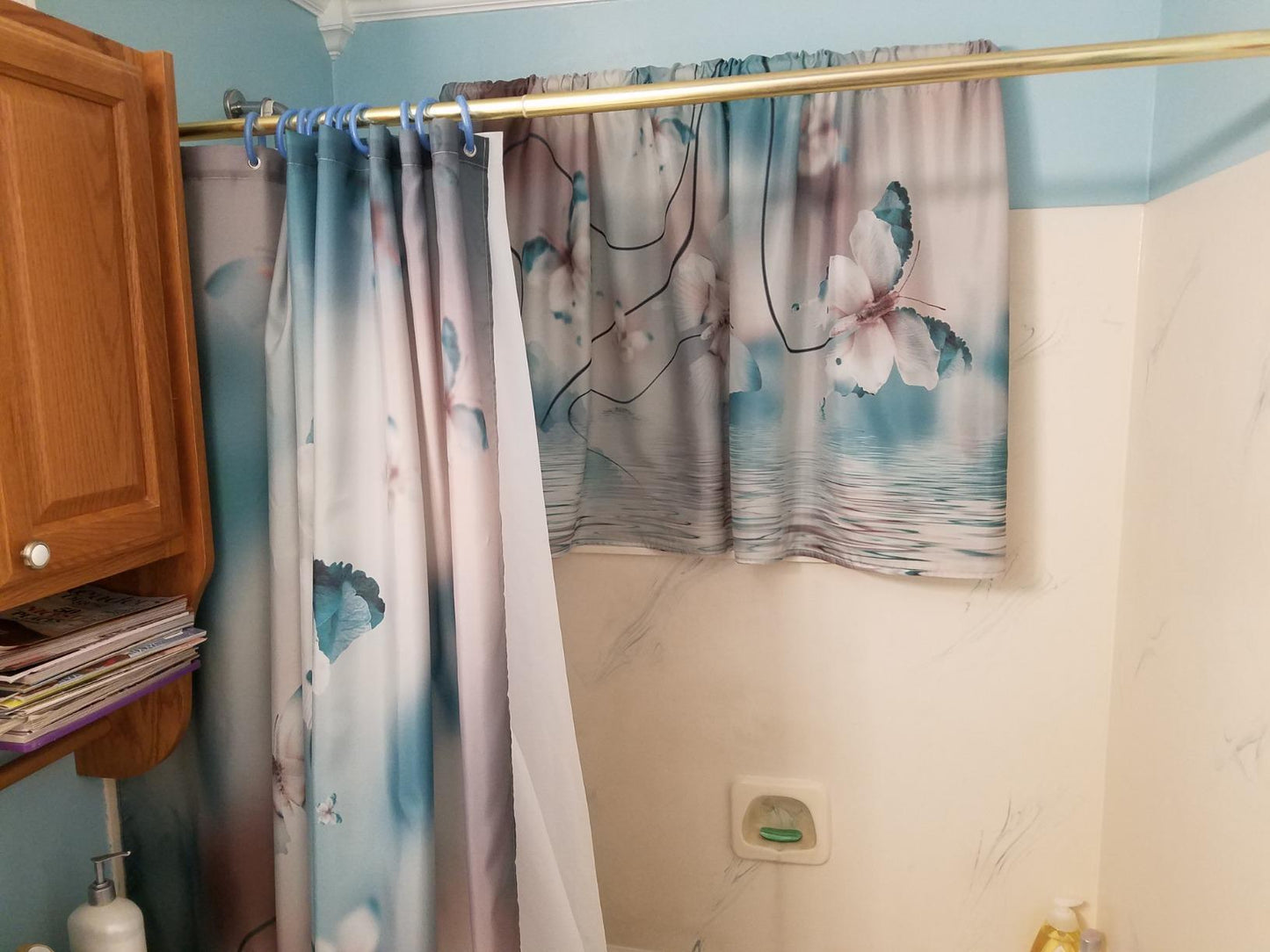 New Teal Butterfly Shower Curtain | Waterproof Bathroom Curtains | 69" x 70"