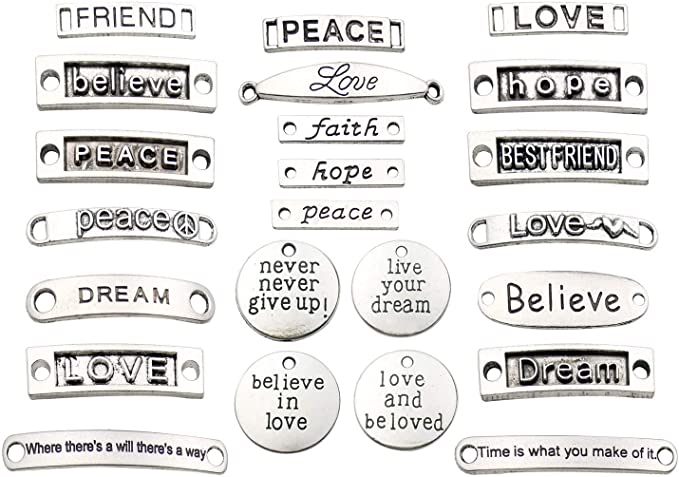 New Inspiration Words Lettering Charms Jewelry Making Crafting | DIY Necklace Bracelet