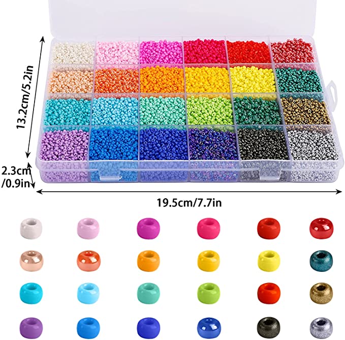 New 31200 PCS 2mm Small Glass Seed Beads | Jewelry Making & Crafts w/ Storage Box