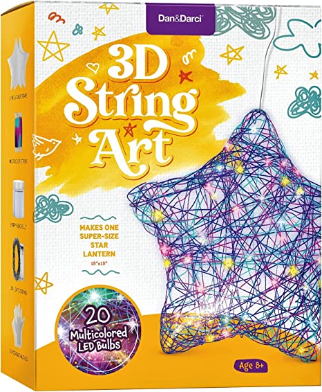 New 3D String Art Kit | Makes a Light-Up Star Lantern | Colored LED Bulbs