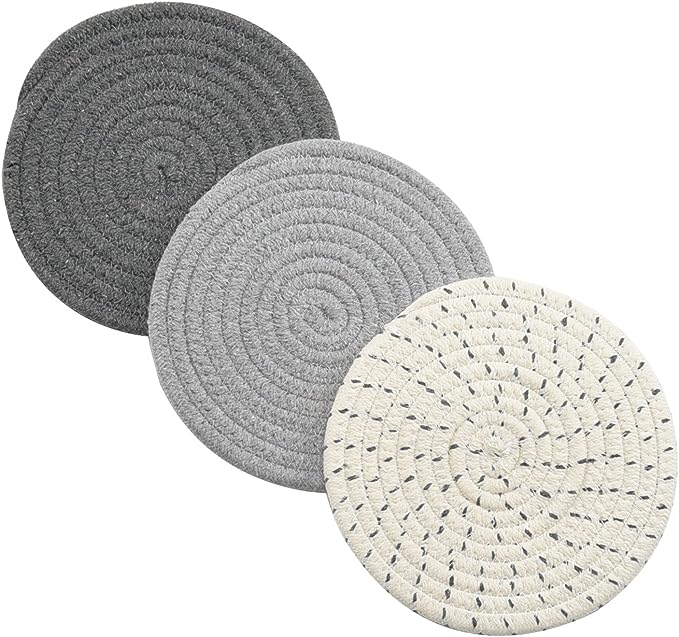 New 3 PCS Potholders | 100% Pure Cotton Thread Weave Hot Pot Holders