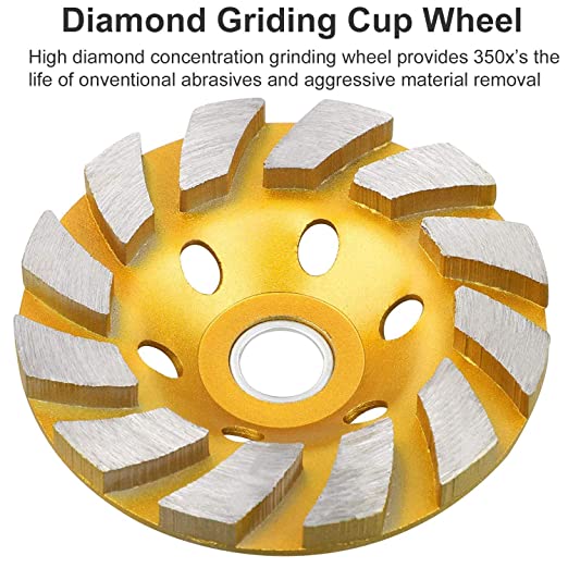 Heavy Duty 4" Diamond Cup Grinding Wheel | 12-Segment Turbo Row Concrete Grinding Wheel Disc