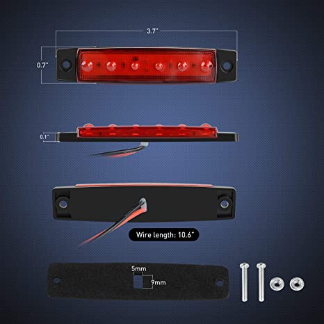 New 10 PCS 3.8" 6 LED Red Side Marker Light | LED Marker Light Clearance Light