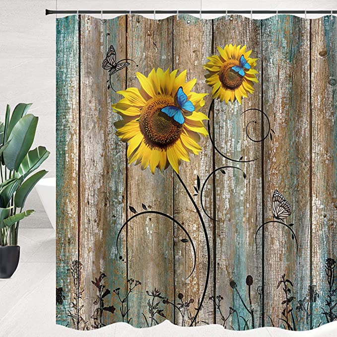 New Rustic Floral Shower Curtain | Country Fabric Shower Curtain Machine Washable