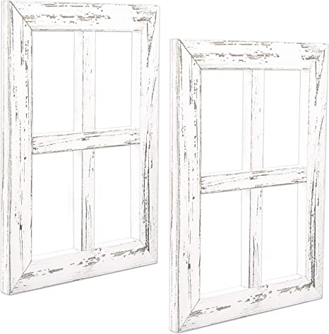 New Window Frame Wall Decor | Country Farmhouse Decorations | 2 Pack