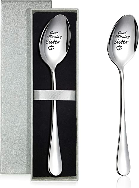 New Stainless Steel Spoon with Silver boxes | Good Morning Sister Spoon | 2 Packs