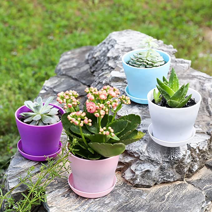 New Plastic Planters Flower Plant Pot | Modern Decorative Gardening Containers | 10 Pcs