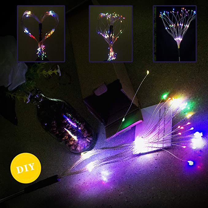 New 2 PCS Solar LED Firework Light | Outdoor Garden DIY Landscape | Multi-color