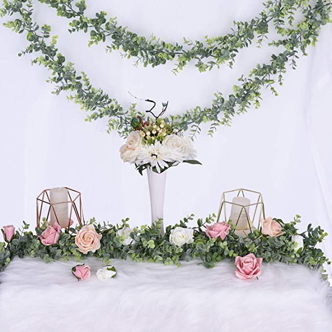 New 2 PCS Artificial Vines Hanging Eucalyptus Leaves | Faux Eucalyptus Garland Plant