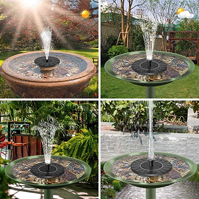 New 1.4W Solar Powered Circle Garden Water Pump w/ 6 Nozzle | Pond Garden Decor