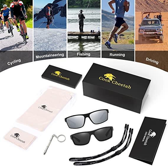 New 2 PCS Sports Polarized Wrap Around Sunglasses | Cycling Driving Running Sun Glasses