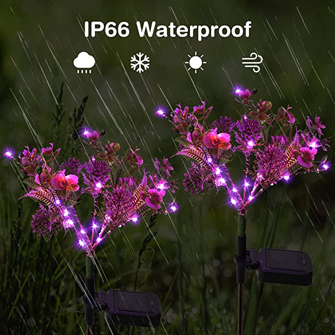 New 2PCS Solar Flower Lights | Garden Lights Outdoor Decorative