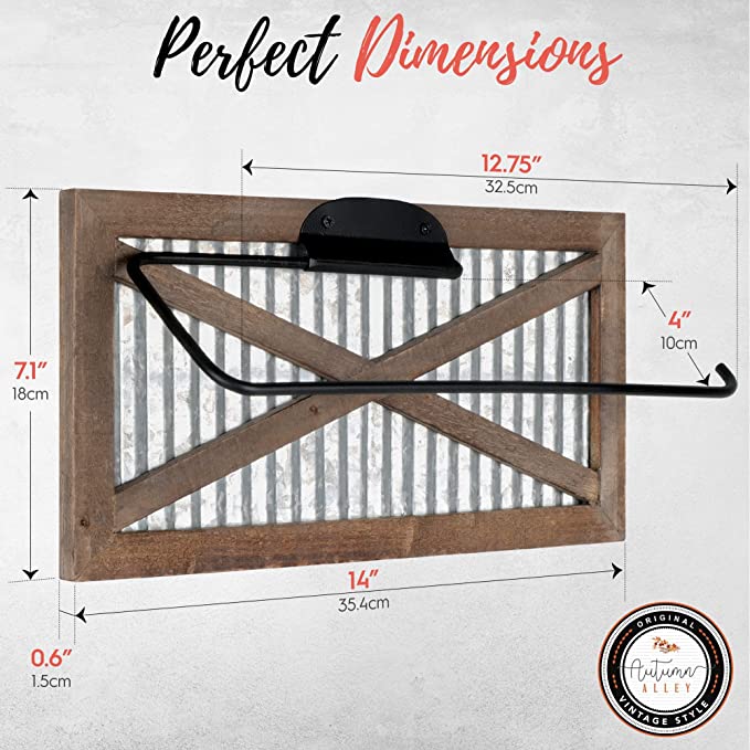 New Rustic Barn Door Paper Towel Holder | Farmhouse Bathroom & Kitchen Decor